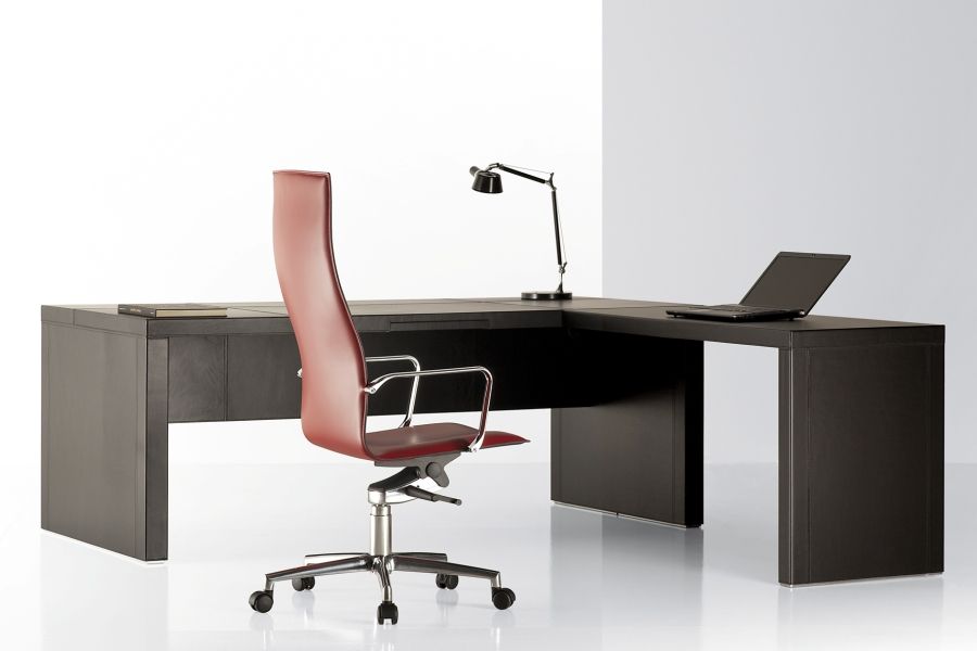 L201 Dark Grey Leather Desk