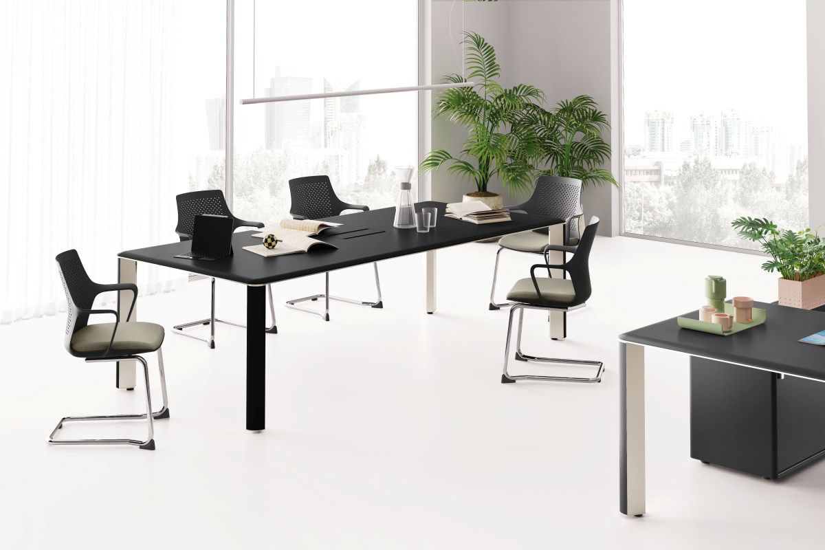 MB301 Black Rectangular Meeting Table