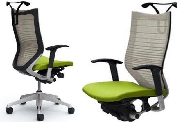 OKAMURA CP White Gradated mesh Lime Green seat Chair