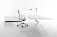 White Glass Office Desk | with White aluminium profile, with Drawer-units 180x90x53 cm