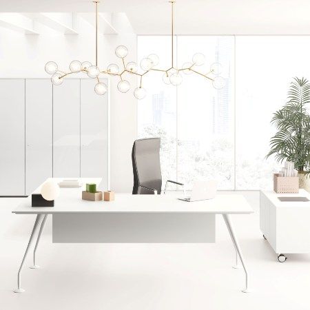 Office Desk with White Top and White Legs