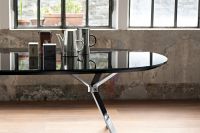 Oval Black Glass Meeting Table