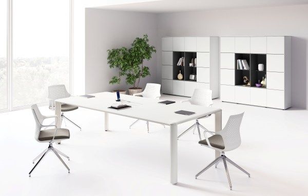 White Rectangular Meeting Table