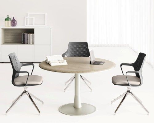 Round Meeting Table with Metal Base
