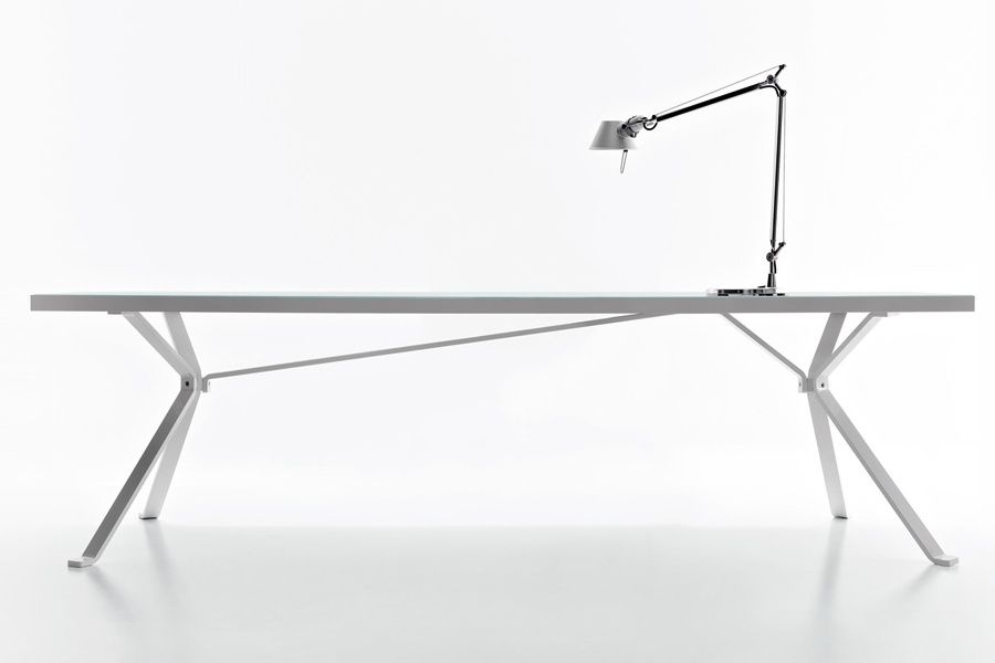 White Glass Top Hi-Tech Office Desk