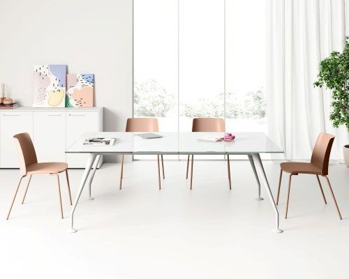 White Glass Top Conference Table